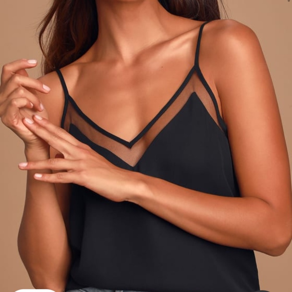 Lulus sweet fling black mesh tank top